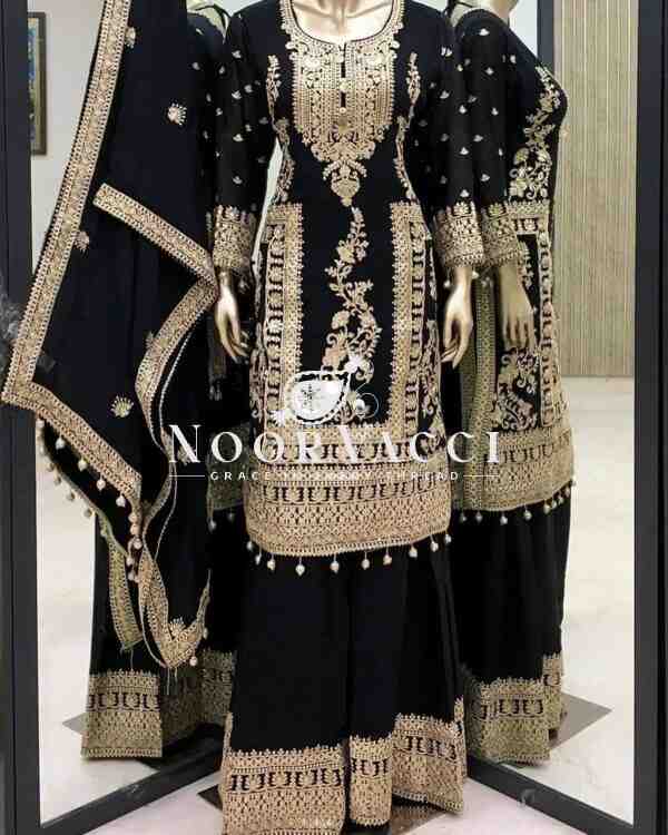 Pure Chinnon Silk Embroidered Plazzo Set