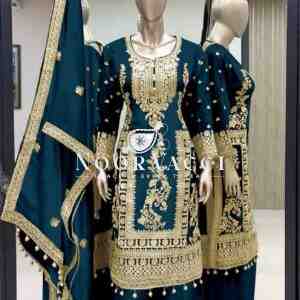 Pure Chinnon Silk Embroidered Plazzo Set