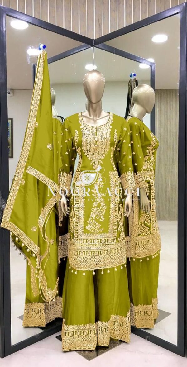 Buy Pure Chinnon Silk Embroidered Plazzo Set