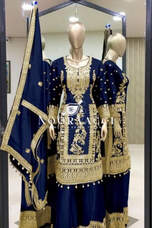 Shop Pure Chinnon Silk Embroidered Plazzo Set