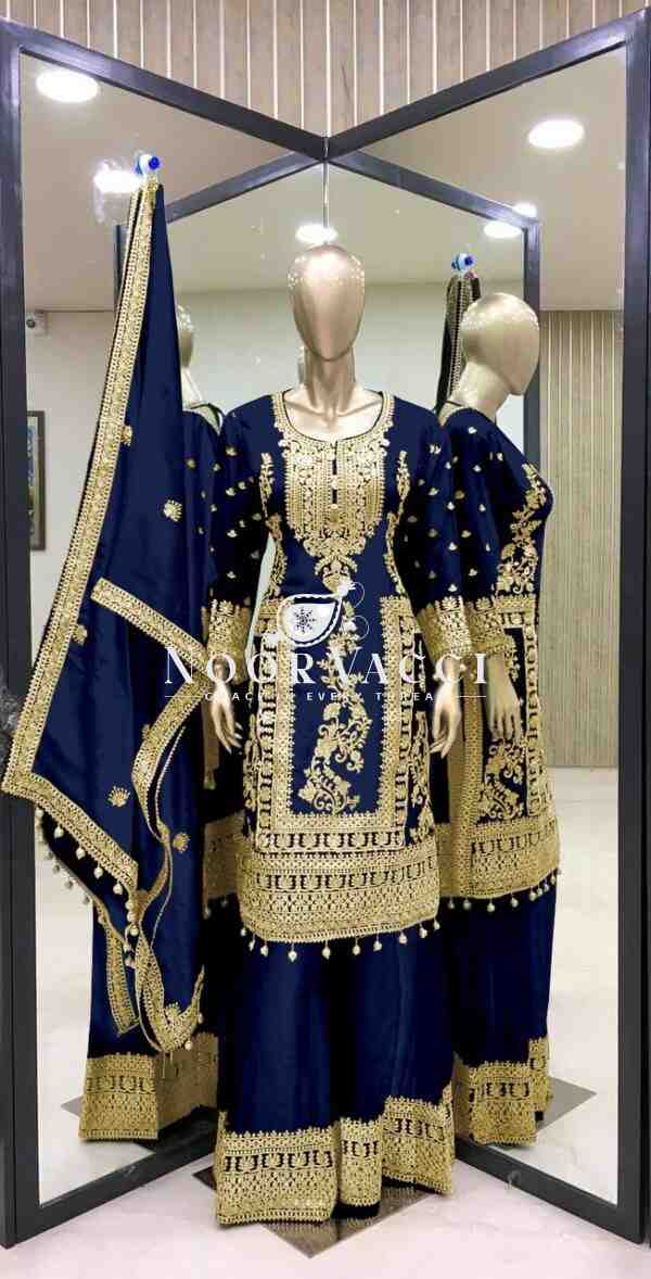 Pure Chinnon Silk Embroidered Plazzo Set