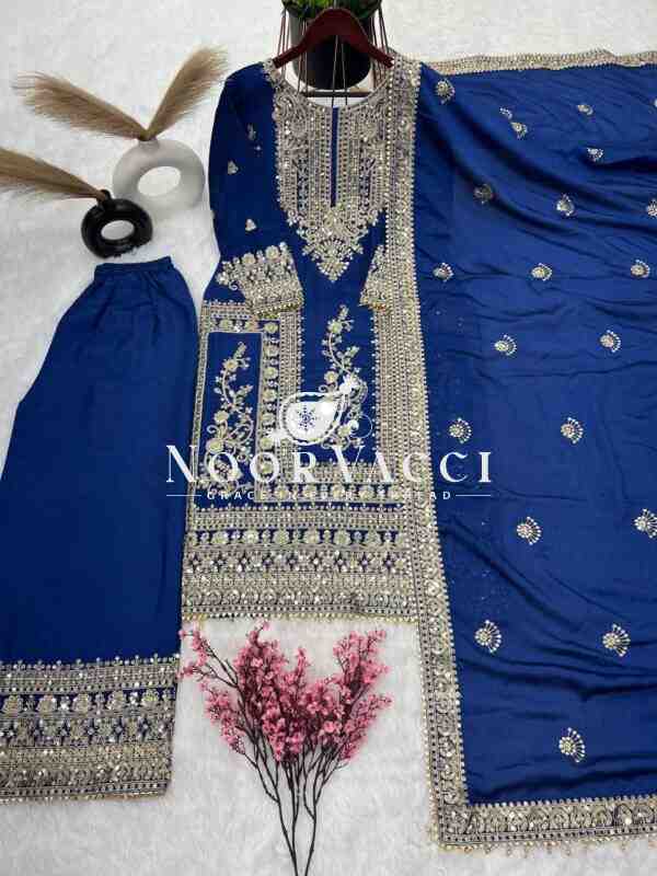Pure Chinnon Silk Embroidered Plazzo Set - Image 2