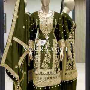 Pure Chinnon Silk Embroidered Plazzo Set