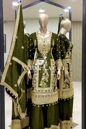 Shop Pure Chinnon Silk Embroidered Plazzo Set