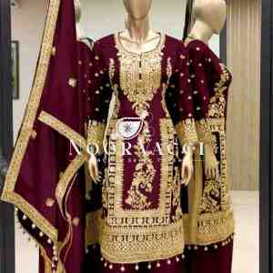 Pure Chinnon Silk Embroidered Plazzo Set