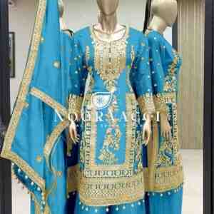 Pure Chinnon Silk Embroidered Plazzo Set