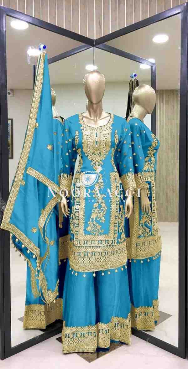 Pure Chinnon Silk Embroidered Plazzo Set