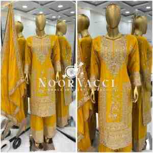 Pure Chinnon Silk Embroidered Plazzo Set