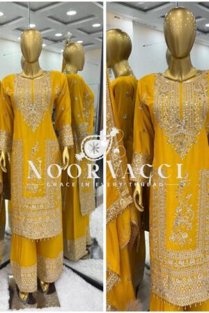 Buy Pure Chinnon Silk Embroidered Plazzo Set