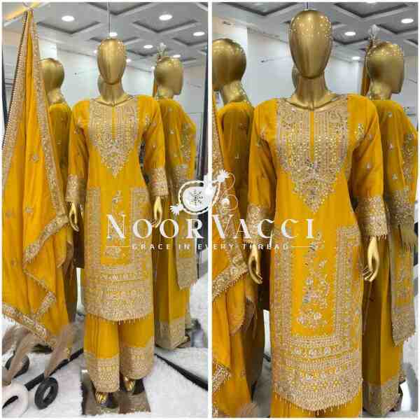 Pure Chinnon Silk Embroidered Plazzo Set