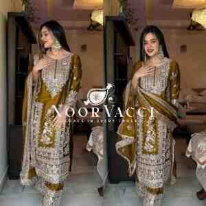 Pure Chinnon Silk Embroidered Plazzo Set