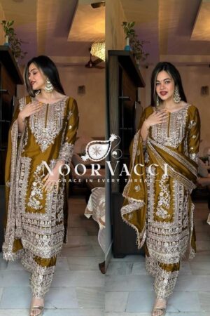 Buy Pure Chinnon Silk Embroidered Plazzo Set