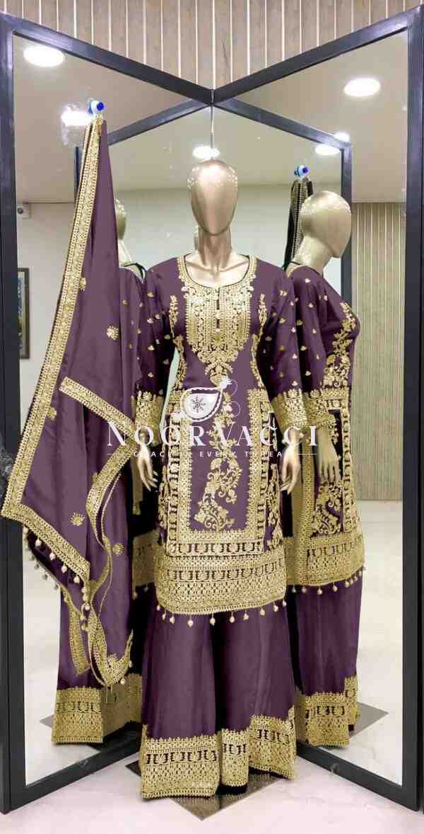 Pure Chinnon Silk Embroidered Plazzo Set