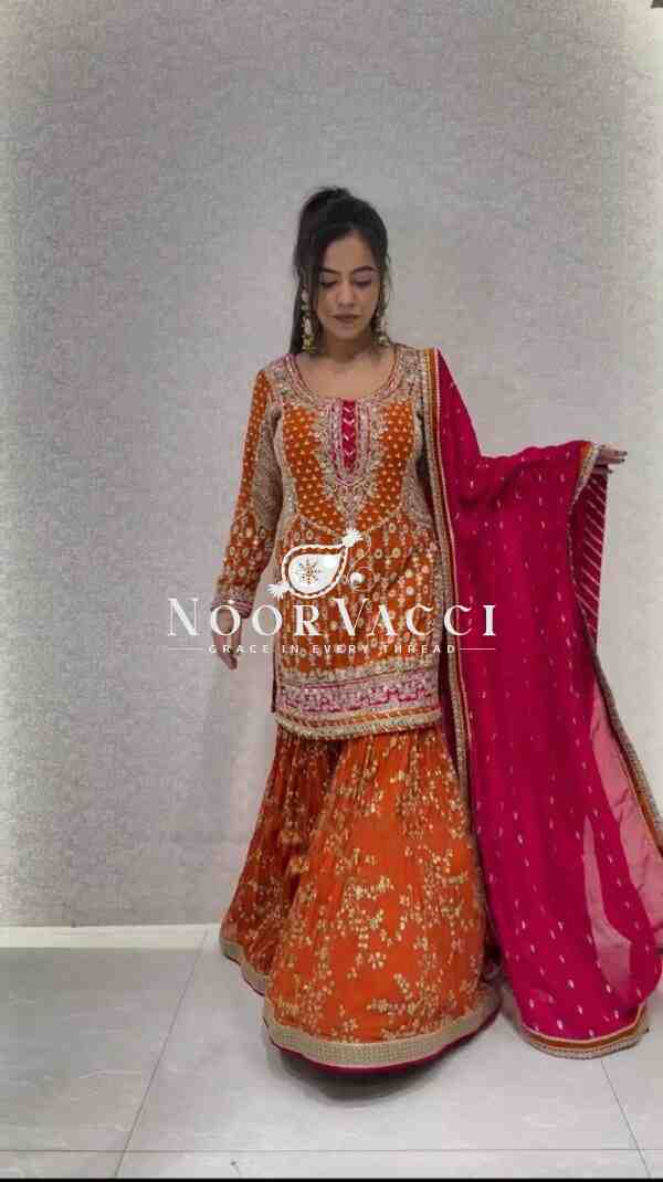 Eid Special Foux Georgette Sharara Suit with Sequin Dupatta - Image 2