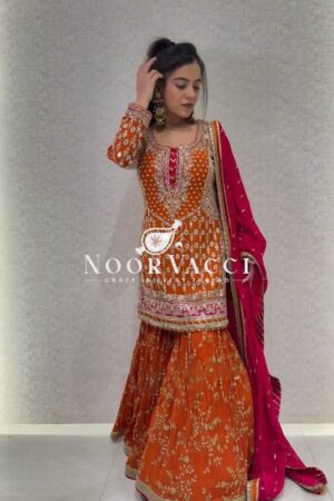 Shop Eid Special Foux Georgette Sharara Suit with Sequin Dupatta