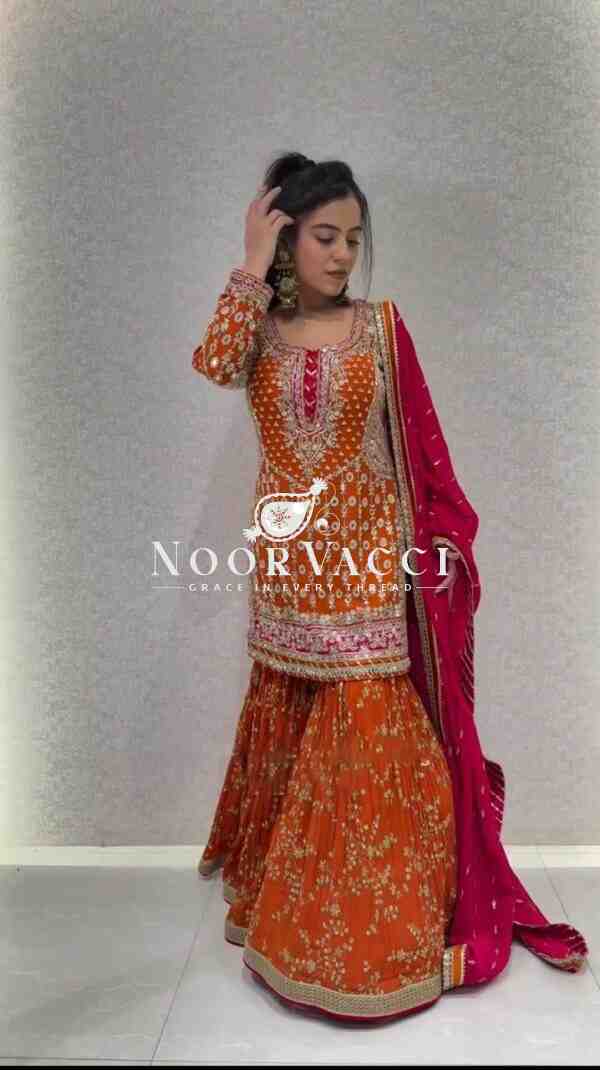 Eid Special Foux Georgette Sharara Suit with Sequin Dupatta