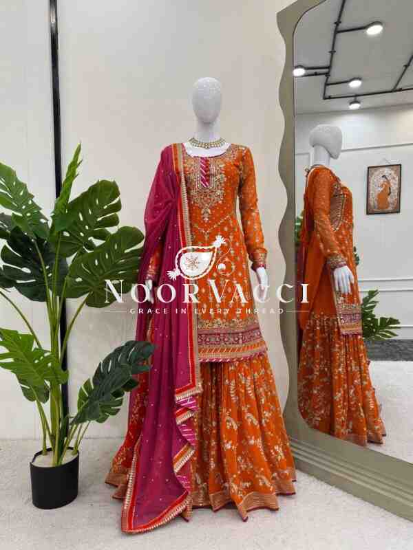 Eid Special Foux Georgette Sharara Suit with Sequin Dupatta - Image 4