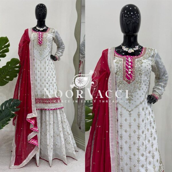 Shop Eid Special Foux Georgette Sharara Suit with Sequin Dupatta - Image 3