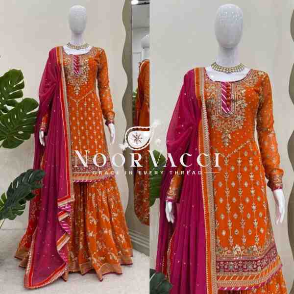 Eid Special Foux Georgette Sharara Suit with Sequin Dupatta - Image 3