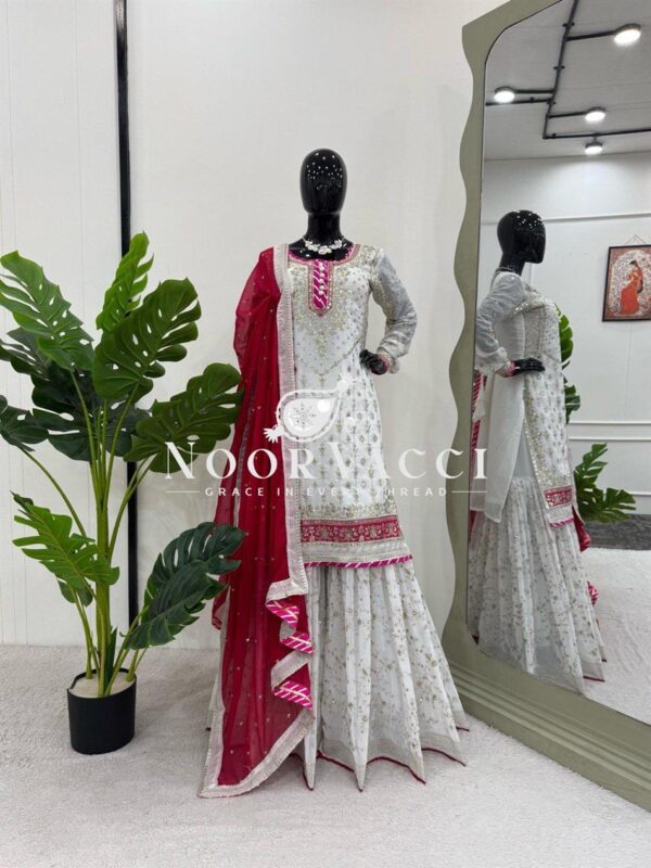 Shop Eid Special Foux Georgette Sharara Suit with Sequin Dupatta - Image 4