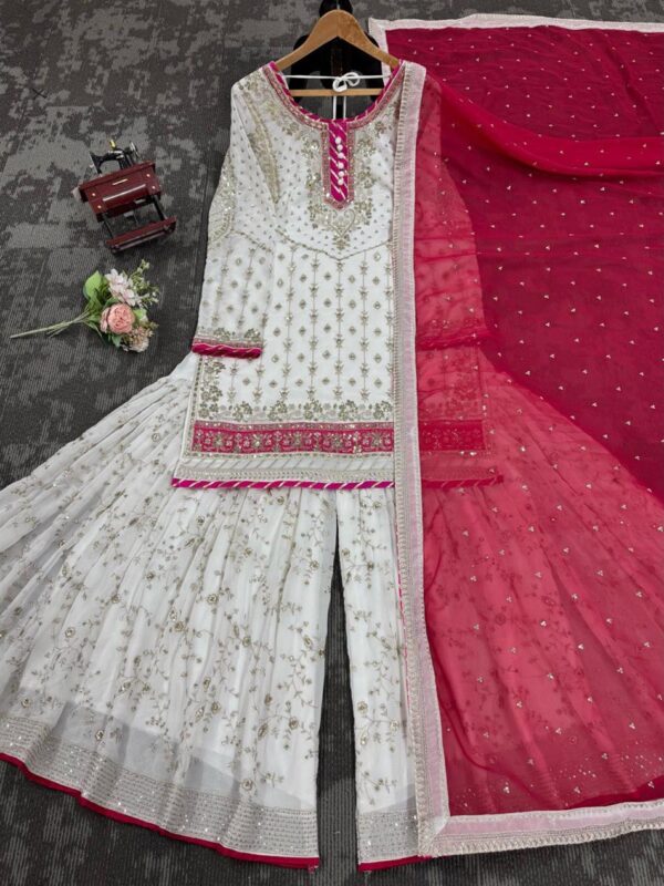 Shop Eid Special Foux Georgette Sharara Suit with Sequin Dupatta - Image 5