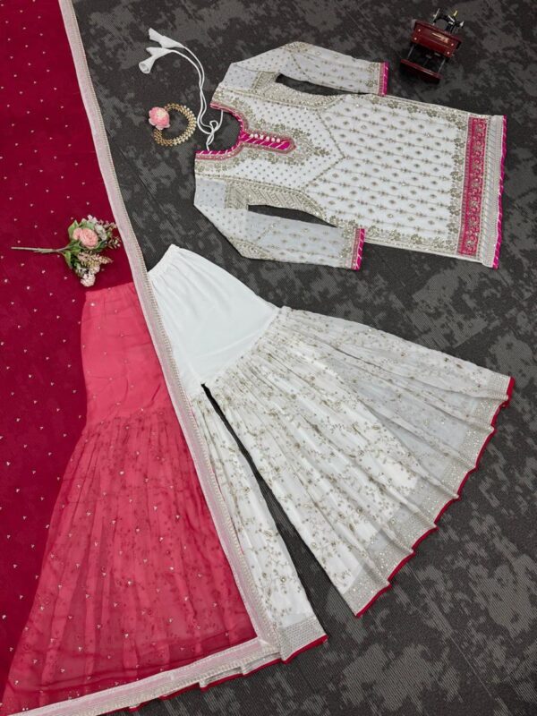 Shop Eid Special Foux Georgette Sharara Suit with Sequin Dupatta - Image 6