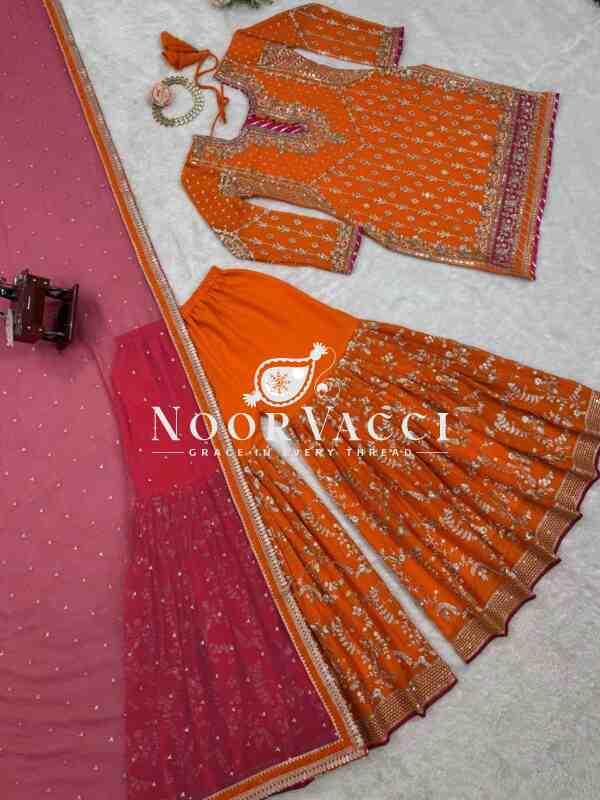 Eid Special Foux Georgette Sharara Suit with Sequin Dupatta - Image 5