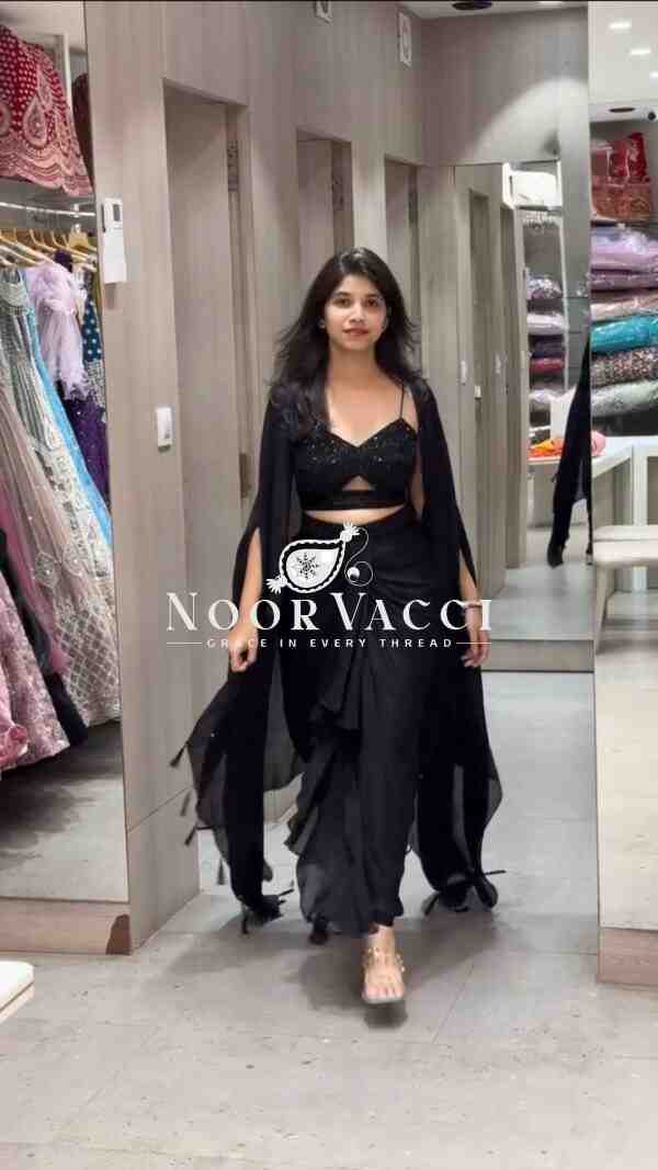 Ready to Wear Satin Silk Dhoti Style with Shrug and Unstitched Choli - Image 2
