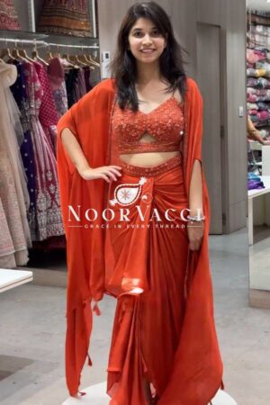 Buy Ready to Wear Satin Silk Dhoti Style with Shrug and Unstitched Choli