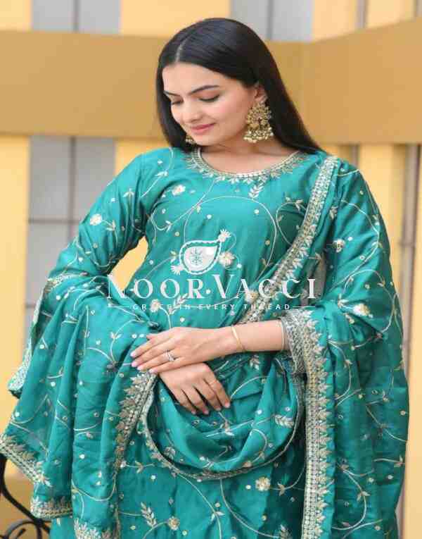 Designer Chinon Sharara Suit with Sequence Embroidery – Premium Ethnic Ensemble - Image 2