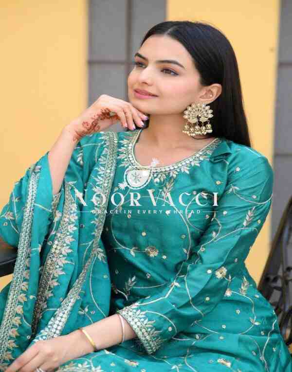 Designer Chinon Sharara Suit with Sequence Embroidery – Premium Ethnic Ensemble - Image 3