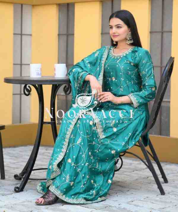 Designer Chinon Sharara Suit with Sequence Embroidery – Premium Ethnic Ensemble - Image 4