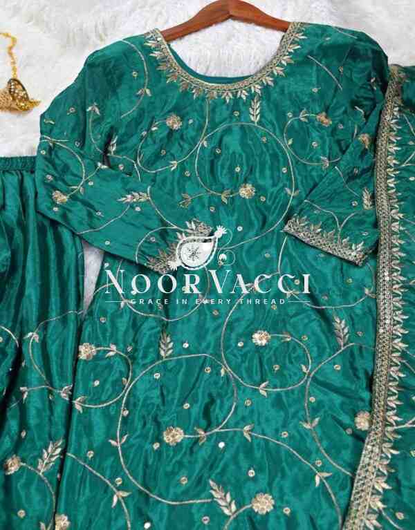 Designer Chinon Sharara Suit with Sequence Embroidery – Premium Ethnic Ensemble - Image 6