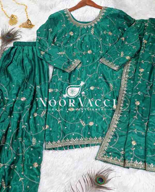 Designer Chinon Sharara Suit with Sequence Embroidery – Premium Ethnic Ensemble - Image 7