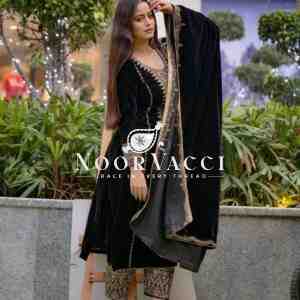 Velvet Embroidered Party Wear Set