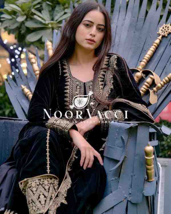 Velvet Embroidered Party Wear Set - Image 2