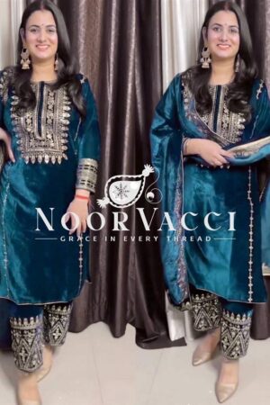 Shop Velvet Embroidered Party Wear Set