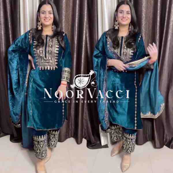 Velvet Embroidered Party Wear Set