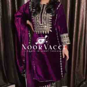 Velvet Embroidered Party Wear Set
