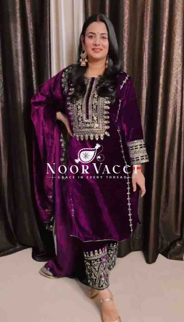 Velvet Embroidered Party Wear Set