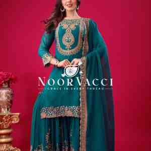 Blooming Faux Georgette Embroidered Suit Set