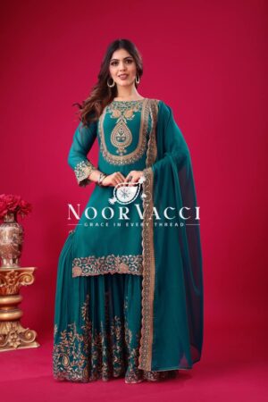 Buy Blooming Faux Georgette Embroidered Suit Set