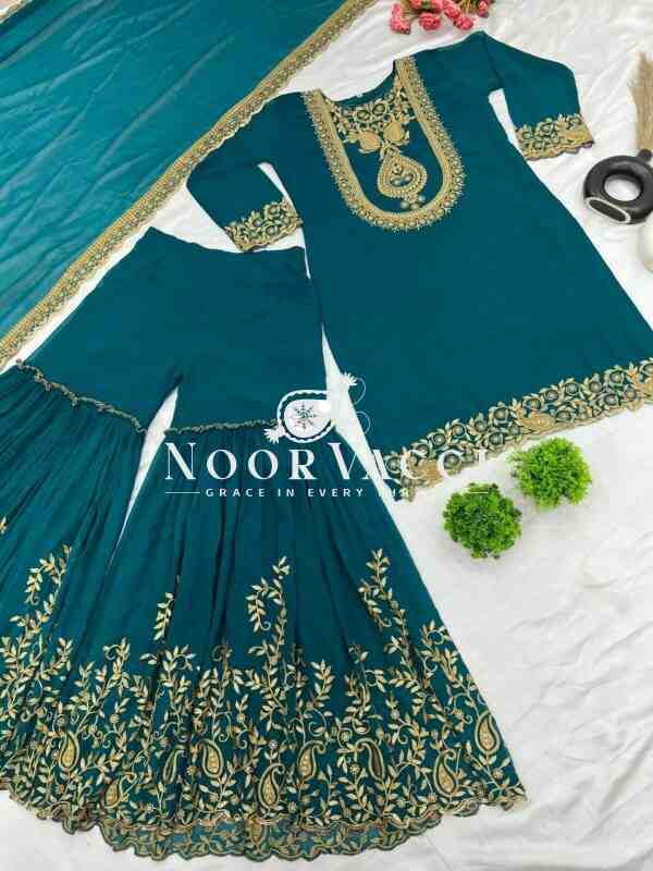 Blooming Faux Georgette Embroidered Suit Set - Image 9