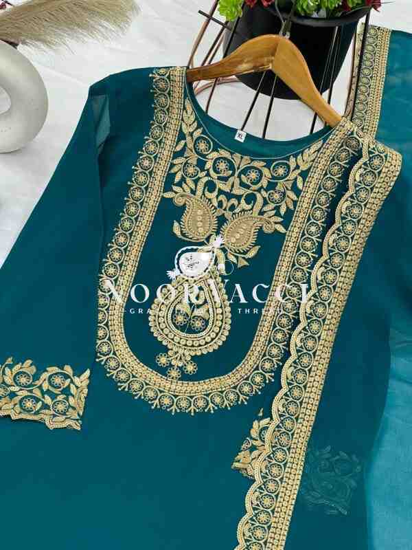 Blooming Faux Georgette Embroidered Suit Set - Image 11