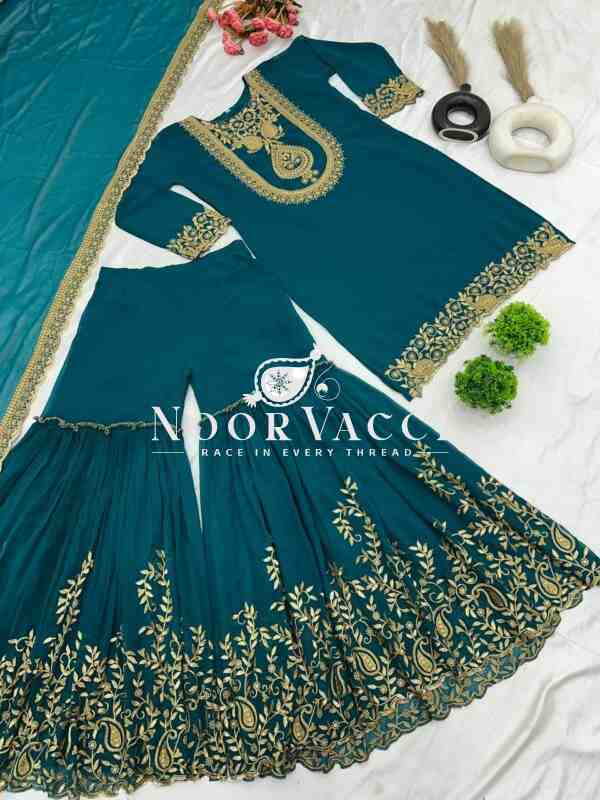 Blooming Faux Georgette Embroidered Suit Set - Image 12