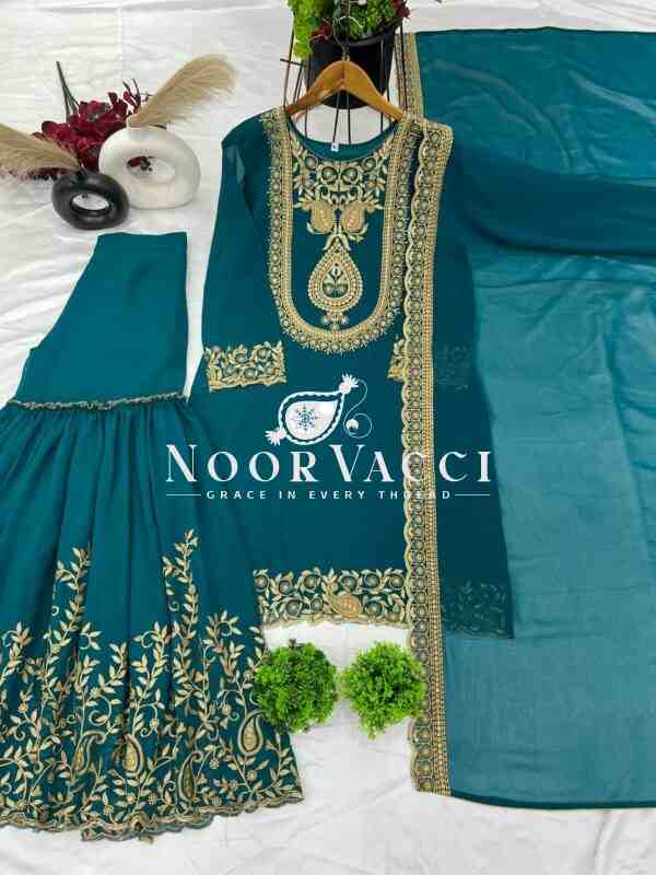 Blooming Faux Georgette Embroidered Suit Set - Image 8