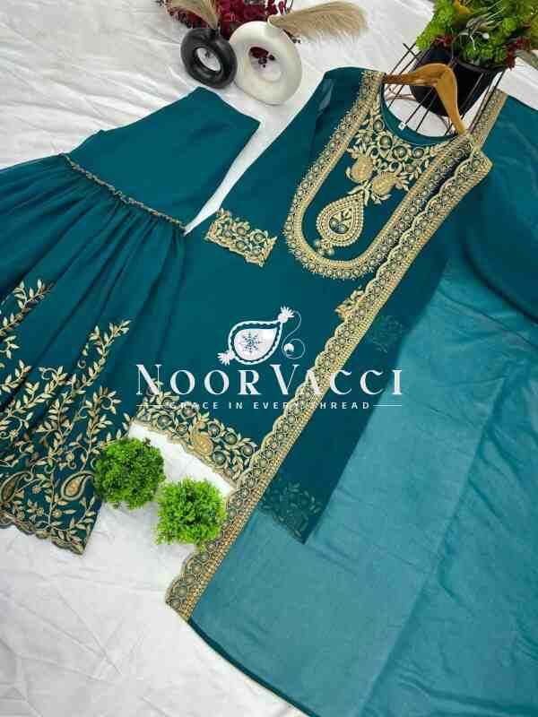 Blooming Faux Georgette Embroidered Suit Set - Image 10