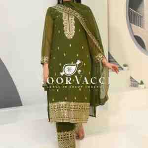 Graceful Fox Georgette Suit with Sequence Embroidery – Elegant Partywear Set