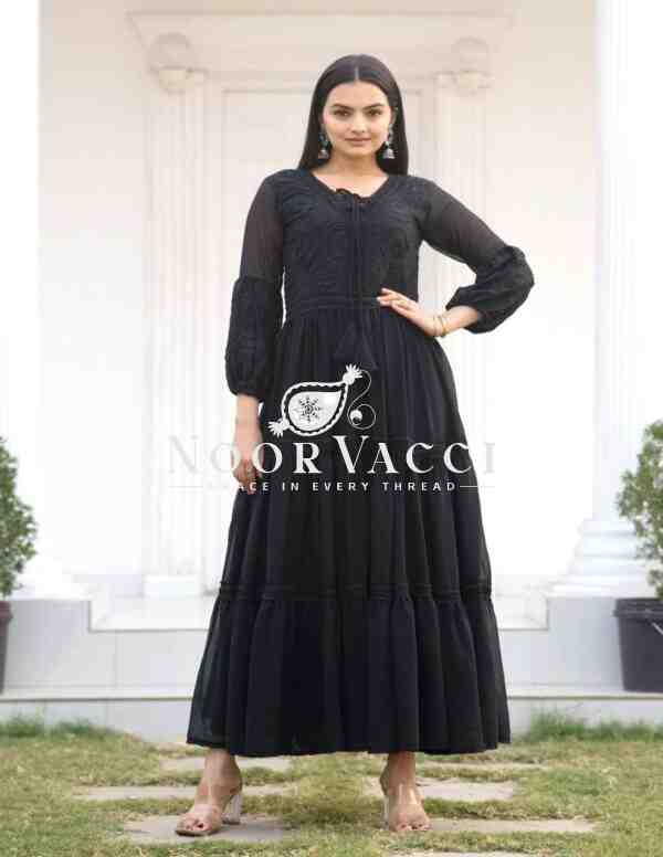 Elegant Fox Georgette Embroidered Gown with Matching Pants – No Dupatta Design - Image 2