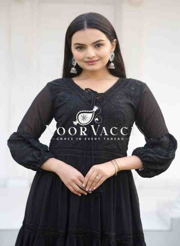 Elegant Fox Georgette Embroidered Gown with Matching Pants – No Dupatta Design - Image 5